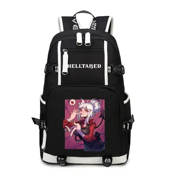 Helltaker Lucifer Belzebub Batoh Black Bookbag Cartoon Školské Tašky Cestovné Bagpack USB Notebook Tašky cez Rameno