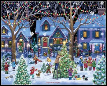 Výšivky Počíta Cross Stitch Súpravy na Vyšívanie - Remeslá 14 ct DMC Farba DIY Arts Ručné Decor - Obec Vianočné Kolekcie