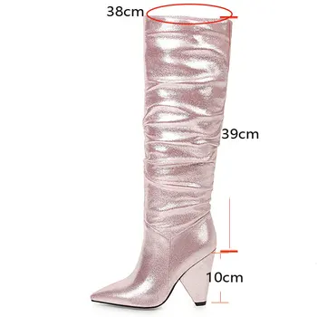 Sgesvier 2020 Nový príchod ženy topánky dámske topánky hrubé vysoké podpätky ukázal prst farbou zimné kolená vysoké čižmy, veľkosť 34-48
