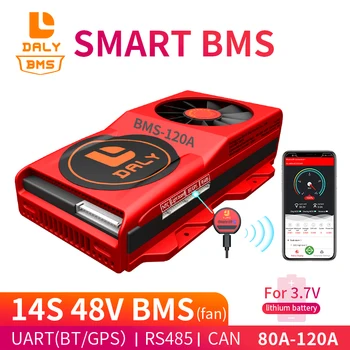 18650 smart BMS 14S 48V 80A 100A 120A Bluetooth 485 na USB zariadenie NTC UART softvér togther Lev LiFepo4 Batérie BMS S Ventilátorom