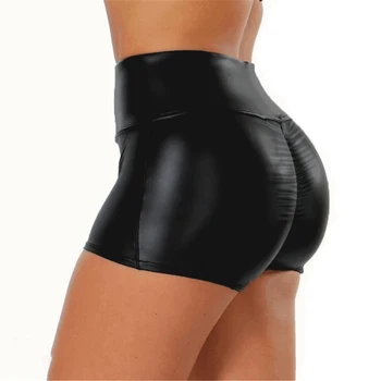 Ženy Sexy Vysoký Pás Krátke Nohavice 2020 Koženka Šortky Slim Bežné Elastický Pás Šortky Plus Veľkosť Teplé Nohavice