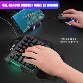Zápästie Podporu Herné Wired Keyboard Mini Jeden Ruka Klávesnicou 35 tlačidlá Mechanické Pocit, Podsvietený Káblové Klávesnice Myši 3200DPI