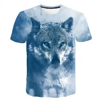 Letné T-shirt chlapec streetwear okrúhlym výstrihom, krátky rukáv top zvierat chlapec dievča bežné líška, pes, vlk 3D vytlačené detské oblečenie