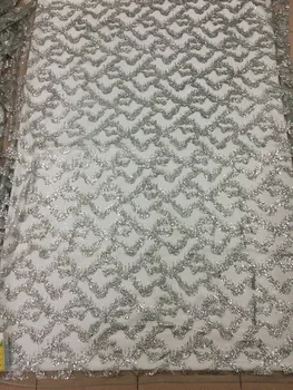 Vysoká Kvalita Lepených lesk Tylu Čipky Textílie SUSIA18191 Najnovšej francúzskej Nigérijský Pre Ženy, Svadobné Party Šaty