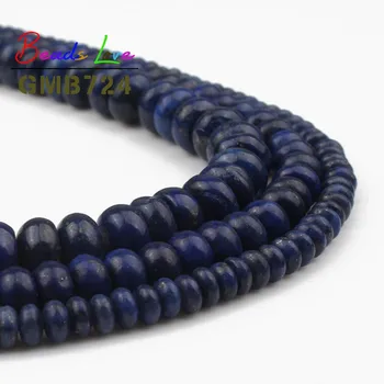 Prírodný Kameň Modrý lapis lazuli Abacus Rondelle Dištančné Voľné Korálky Pre Šperky, Takže Diy Náramky Veľkoobchod 4 6 8 MM 15 Palcov