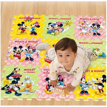 Princezná 9pcs/pack Dievča pena mat Mickey Minnie 30x30cm za kus Mrazené Dieťa Dieťa Hrať Rohože Hra koberec Plazenie mat