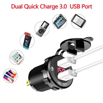 Rýchle Nabíjanie 3.0 USB Nabíjačka do Auta Zásuvka 12V/24V 36W Dual QC3.0 USB Rýchlo Nabíjačka Zásuvky elektrickej Zásuvky s LED Voltmeter