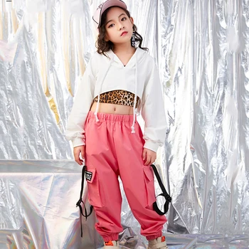 Oblečenie Hip Hop Dance Girl 3ks Pupok Oblečenie Sexy Leopard Tlač Street Dance Oblečenie Detí Fáze Kostým Tanečné Nosiť VDB244