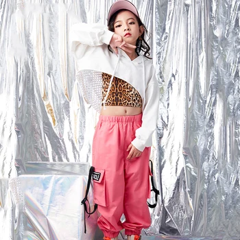 Oblečenie Hip Hop Dance Girl 3ks Pupok Oblečenie Sexy Leopard Tlač Street Dance Oblečenie Detí Fáze Kostým Tanečné Nosiť VDB244