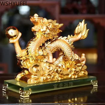 Čínske Feng Shui Dragon Socha Socha Zvierat Ornament v Kancelárii Živice bytové Prilákať Bohatstvo veľa Šťastia Dary