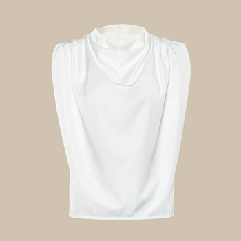 CHICEVER Žien T-shirt Turtleneck bez Rukávov Veľké Veľkosti Voľné Bežné Nádrže Tričko Žena 2020 Letné Módne Oblečenie Tide
