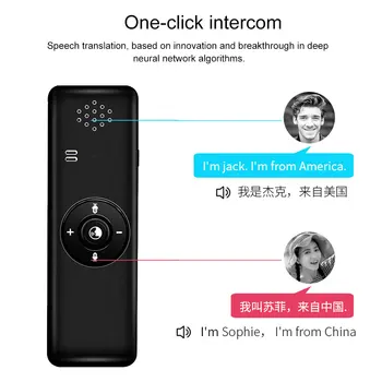 Bezdrôtový Bluetooth Foto preklad Smart reči v reálnom čase Hlas T11 Prekladateľ Multi-Jazyky Čierna