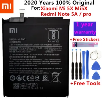 Xiao Mi Originálne Batérie Telefónu BN31 pre Xiao Mi 5X Mi5X Redmi Poznámka 5A / Pro Mi A1 Redmi Y1 Lite S2 3000mAh Batérie + Nástroje