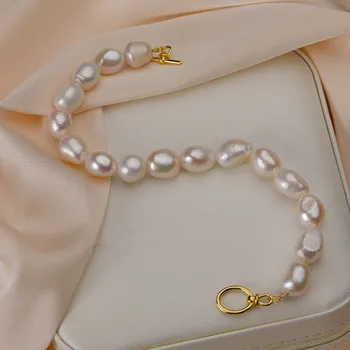 Barokový Štýl, Prírodné Remeselné Perlový Náramok Pre Ženy 925 Sterling Silver Chain Klasické Módne Svadobné Party Šperky Darček