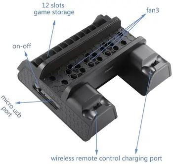 PS4/PS4 Slim/PS4 Pro Zvislý Stojan s Chladiaci Ventilátor Chladiča Dual Radič Nabíjačku Nabíjacej Stanice pre Sony Dualshock 4 gamepa