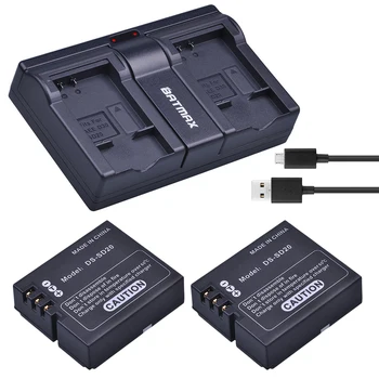 2 ks DS-SD20 SD20 DS SD20 Batérie+ USB Duálna Nabíjačka pre Rollei 3S 4S, 5S ActionPro SD20F WiF ROLLEI 3S Akciu, Športové Kamery
