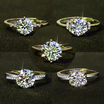 Klasické Biele Pozlátené Okrúhly Rez Zirkón snubný Prsteň Svadobné Svadobné Kapela Zapojenie Šperky Promise Ring pre Ženy Milenca Darček