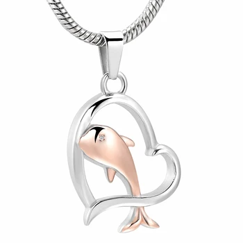 K001 Dolphin Srdce Kremácie Urč Prívesok Náhrdelník - 316L Nerezovej Ocele Pamätník Šperky pre Ľudské/Pet Popol