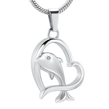 K001 Dolphin Srdce Kremácie Urč Prívesok Náhrdelník - 316L Nerezovej Ocele Pamätník Šperky pre Ľudské/Pet Popol