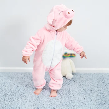 Purim Halloween Kostýmy Baby Chlapci, Dievčatá Cartoon Zvierat Pig Ružový Kostým Onesie Kigurumi Dieťa Batoľa Romper Jumpsuit Flanelové