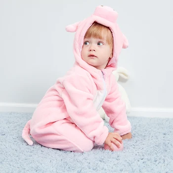 Purim Halloween Kostýmy Baby Chlapci, Dievčatá Cartoon Zvierat Pig Ružový Kostým Onesie Kigurumi Dieťa Batoľa Romper Jumpsuit Flanelové