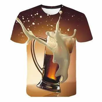 2020 Žltá pena lete pivo digitálne 3D tlač tričko mužov a žien okrúhlym výstrihom, krátke rukávy T-shirt bežné XXS-6XL