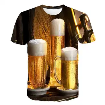 2020 Žltá pena lete pivo digitálne 3D tlač tričko mužov a žien okrúhlym výstrihom, krátke rukávy T-shirt bežné XXS-6XL