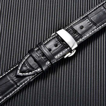 Obchodné Plastický Kožené Watchband s Nerezovej Ocele, Automatické Pracky 18 mm 20 mm 22 mm 24 mm Popruhy Náramok pre pánske Hodinky