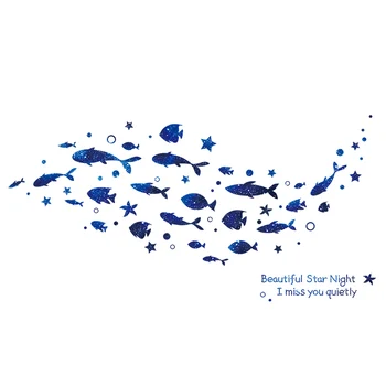 [shijuekongjian] Modrá Ryba Hviezdy Samolepky na Stenu DIY Veľryba Zvierat nástenná maľba Obtlačky pre Deti Izbách Dieťa Spálne Dom Dekorácie