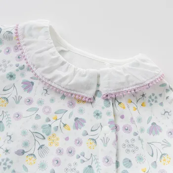 DBH10048 dave bella jar baby dievčatá módne fialové kvetinový oblečenie sady deti dlhý rukáv sady deti 2 ks oblek