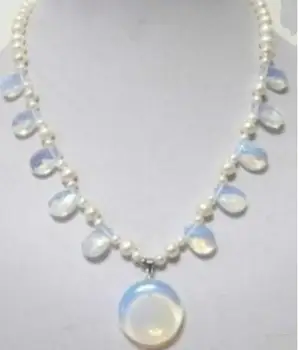 Šperky moonstone white pearl náhrdelník s príveskom