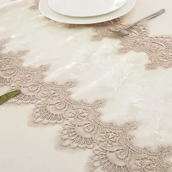 Luxusné Európske Elegantnej Čipky Stôl Runner Prírodné Výzdoba Svadobných Domov Stôl Dekorácie Príslušenstvo Krém White Party Obrus