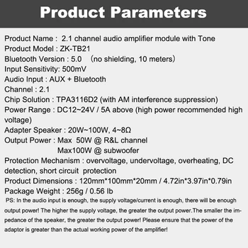 ZK-TB21 TPA3116D2 Bluetooth 5.0 Subwoofer Zosilňovač Rada 50WX2+100W 2.1 Kanálový Power o Stereo Zosilňovač Rada