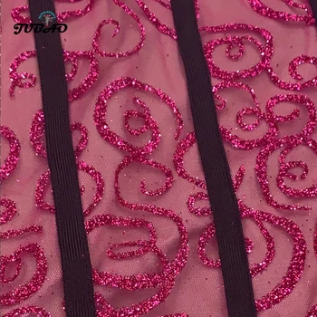 Sexy Dlhé desses Zimné Hot Pink Polovici teľa Dámy Dizajnér Celebrity Vestido Prekladané Čipky šaty žena party night club 2020