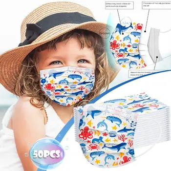 50PC Jednorazové Masku na Tvár Priemyselné 3Ply Ucho Slučky vonkajšie deti chlapci dievčatá módne zdravie Prachotesný Vetru maska* p
