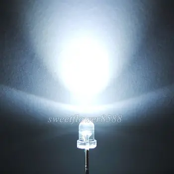 10000pcs 3 mm Kolo Top Biela Supersvietivé LED Svetlo na Čítanie 3 mm Whilte 12000MCD Nové Doprava Zadarmo