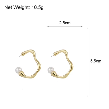 FLASHBUY Nepravidelný Zliatiny Dorp Náušnice pre Ženy Jednoduché Jedinečný Pearl Metal Vyhlásenie Earings Módne Šperky Pendientes