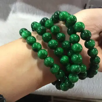 Prírodné Myanmar green jade náramky 108 korálok náramok jade rosaries pre ženy, mužov modlitba emerald Jade bangles
