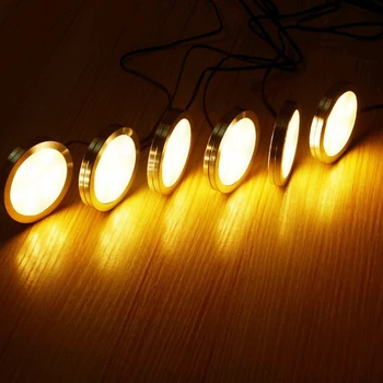 AIBOO LED Podľa Počítadla Pod Skriňu Osvetlenie 3/4/6 Lampy Puk Svetlá pre Polica Nábytok, Skrinky Dekorácie šatník