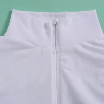 Ženy Letné Krátke Sleeve T-Shirt Turtleneck Neviditeľný Zips Predné Top Solid Farba Sexy Bodycon Základné Klub Streetwear