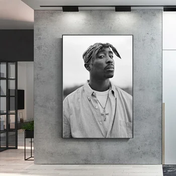 Black White 2PAC Modlí Plátno na Maľovanie Plagátu Rapper Hviezdy Hip Hop Stenu Decor Art Výtlačkov Obrázkov pre Home Decor
