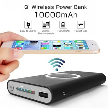 Nové 10000mAh Qi Wireless Power Banky Pre iPhone Xiao Portable Power bank Bezdrôtovú Nabíjačku Mobilného Telefónu Samsung Huawei