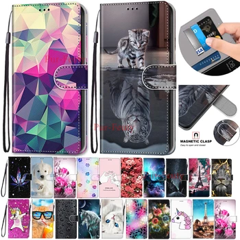 Pre Huawei Y9 2018 FLA-LX1 prípade 3D Flip Kožené Peňaženky Karty Držiteľa Stojan Knižné Y 9 2019 LX2 Lev, Tiger Maľované Coque