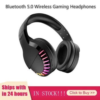 Herný Headset RGB Dual-Mode Bluetooth 5.0 Bezdrôtové Slúchadlá Skladacie Stereo Bass Šumu Slúchadlá PC Káblové