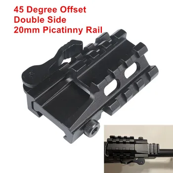 Taktické Rozsah Mount 45 ° Offset Dvojité Bočné 20 mm Picatinny Rail Weaver Adaptér Laserový Zameriavač Base Baterka