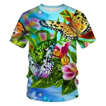 Nový Krásny Motýľ Vzor tričko Tlač Deti T-shirt Chlapca a Dievčatá Šaty Butterfly Deti T-shirt Deti Cartoon Top