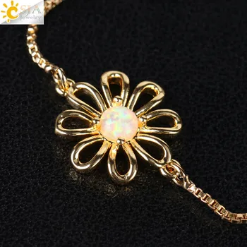 CSJA Jemné Vyhlásenie Náramky pre Ženy, Luxusné Rose Gold Kolekciu Šperkov Fire Opal Charms Pulsera Šperky Hot Predaj F432