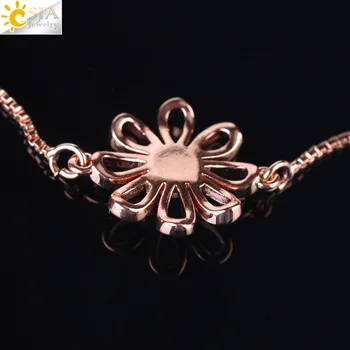 CSJA Jemné Vyhlásenie Náramky pre Ženy, Luxusné Rose Gold Kolekciu Šperkov Fire Opal Charms Pulsera Šperky Hot Predaj F432