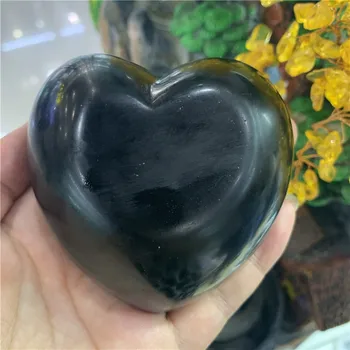 Prírodné čierna obsidián srdce tvar misy Ručne Vyrezávané Liečivý Kryštál domáce dekorácie na darčeky 1pcs 1pcs