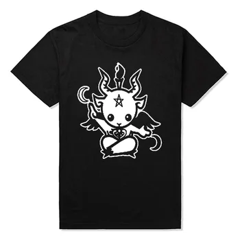 Nové Letné Štýl Satanic Koza Baphomet Cartoon T Shirt Mužov Bavlna Krátky Rukáv Vytlačené T-shirt Tričko Značky